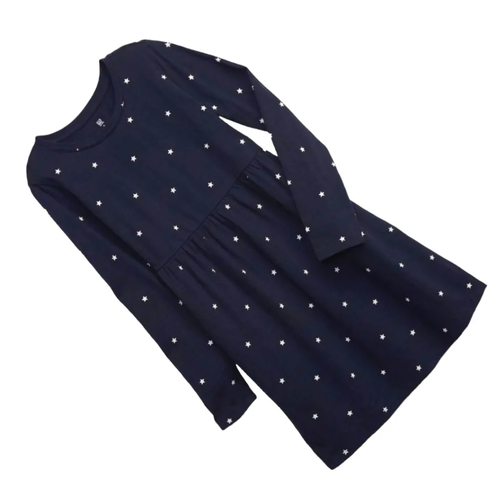 GAP Starry Night Girls School Dress Navy White Polka-dot Stars MED 8-9yrs NWT